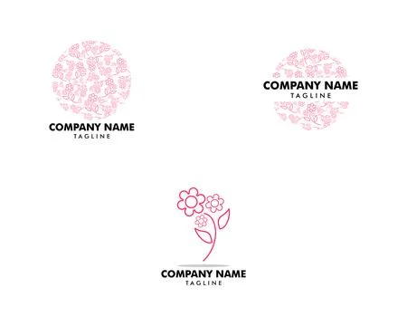 Set of Flower abstract Logo design vector template Linear style Stock Illustration