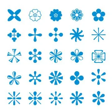 Set of Flower and Floral flat icon element Vector.	 Stock Illustration