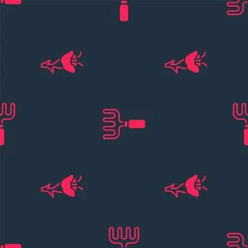 Set Flower and Garden rake on seamless pattern. Vector 스톡 일러스트