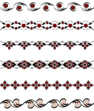 Set of flower borders Illustrazione stock