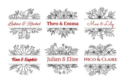 Set of Flower divider frame border set collection, Isolated Colorful Line F.. Stock Illustration