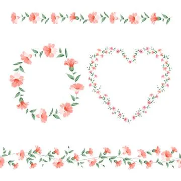 Set of flower frames Stock Illustration