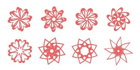 Set of flower heads vector graphics Stock Illustration