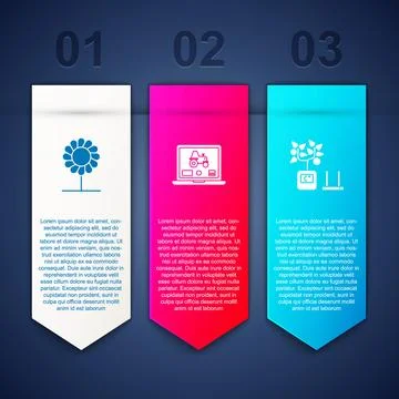 Set Flower, Laptop application for smart farm and Smart farming technology. B Stock Illustration