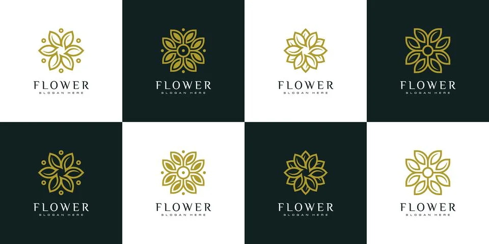 Set of flower logo vector design template Stock Illustration