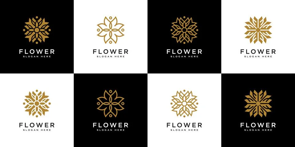 Set of flower logo vector design template Stock Illustration