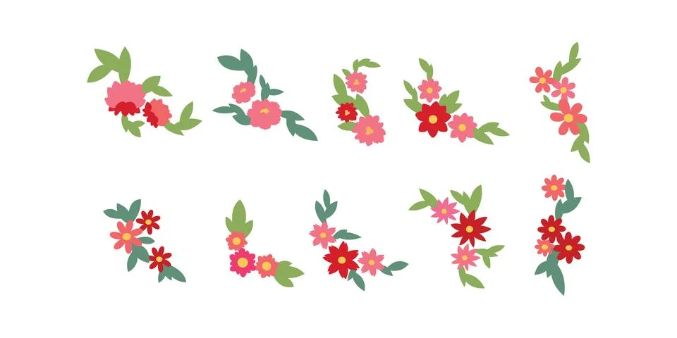 Set of flower logo vector template full color Stock Illustration