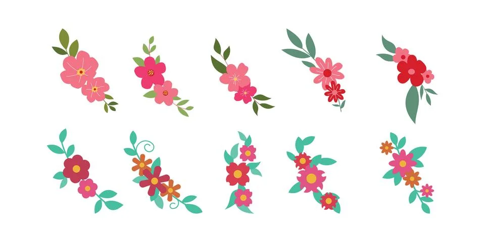 Set of flower logo vector template full color Stock Illustration
