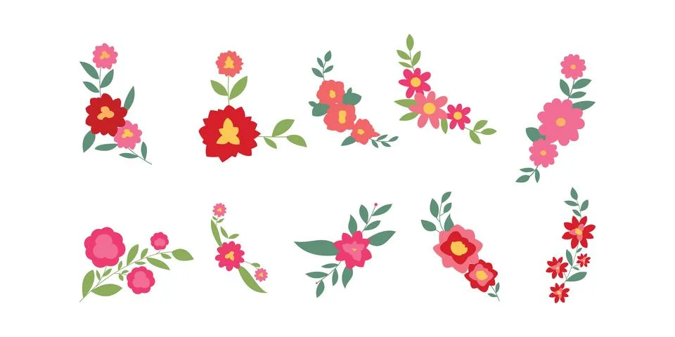Set of flower logo vector template full color Stock Illustration