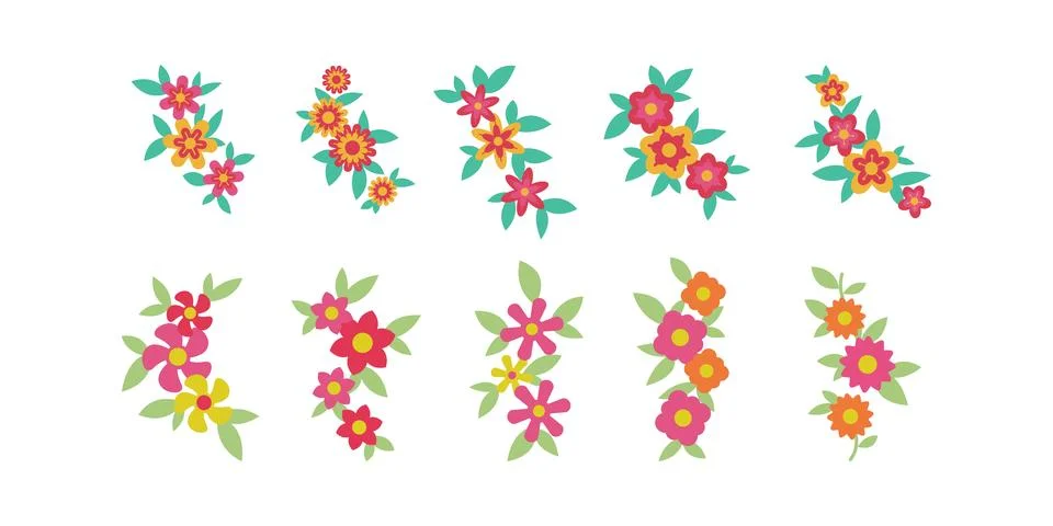 Set of flower logo vector template full color Stock Illustration