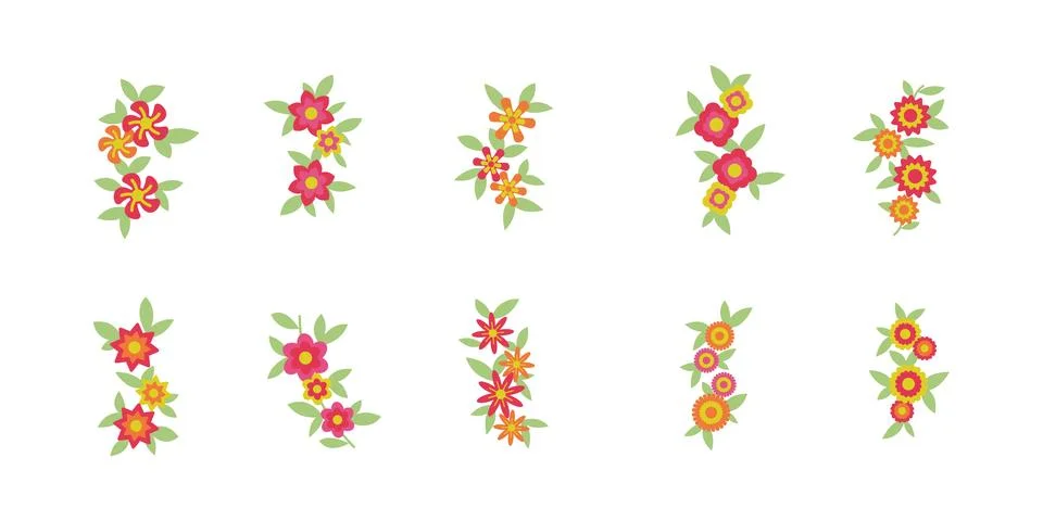 Set of flower logo vector template full color Stock Illustration