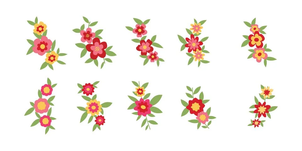 Set of flower logo vector template full color Stock Illustration