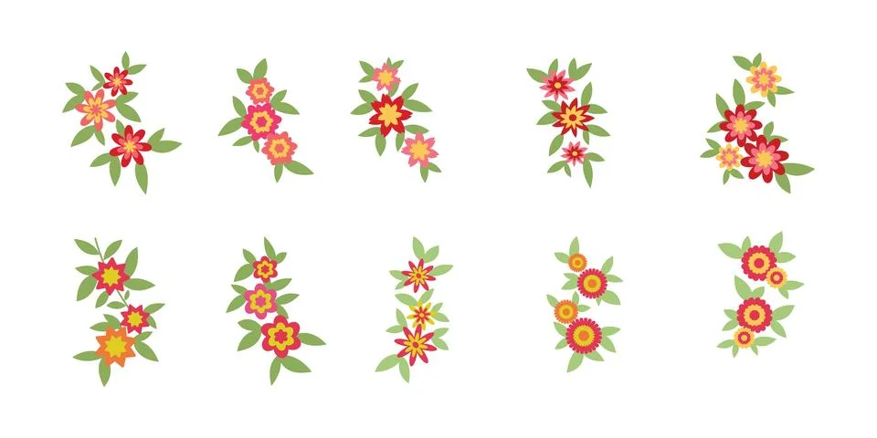 Set of flower logo vector template full color Stock Illustration