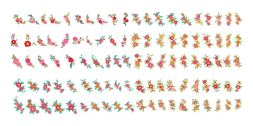Set of flower logo vector template full color Stock Illustration