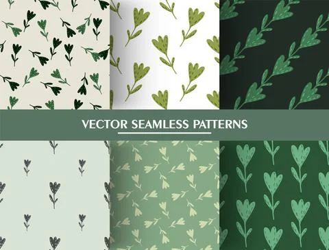 Set of flower ornament seamless pattern. Tulip patterns collections. Simple p Stock Illustration