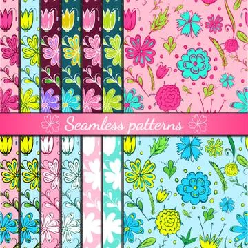 Set. Flower patterns. Stock Illustration