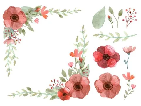 Set of flowers and leaves vector Stock-Illustration