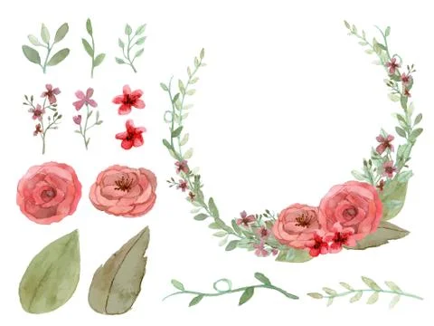 Set of flowers and leaves vector Stock-Illustration