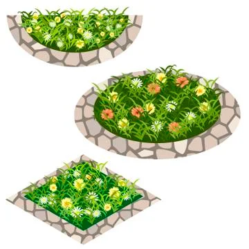 Set of flowers to create garden scene Stock Illustration