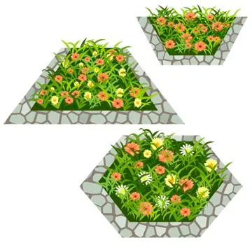Set of flowers to create garden scene Stock Illustration