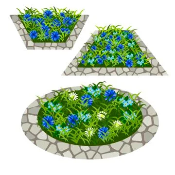 Set of flowers to create garden scene Stock Illustration