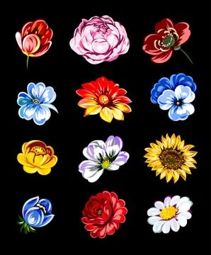 Set of flowers Stock Illustration