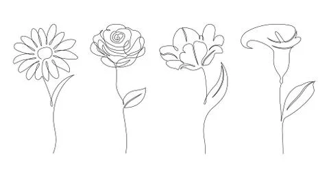 Set of flowers Stock Illustration