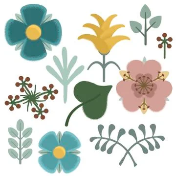 Set of flowers Illustrazione stock