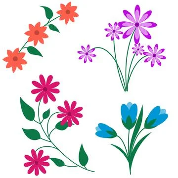 Set of flowers Stock Illustration