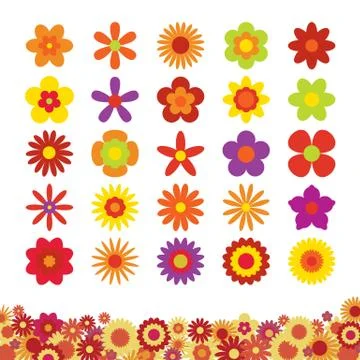 Set of Flowers Isolated on White Background Stock Illustration