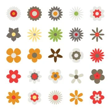 Set of Flowers Isolated on White Background Stock Illustration