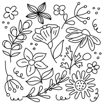 Set of flowers isolated on white. Vector illustration Stock Illustration