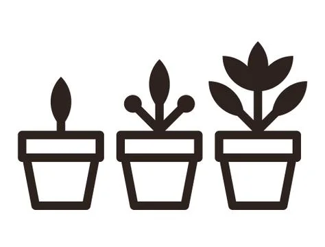 Set of flowers in pots Stock Illustration