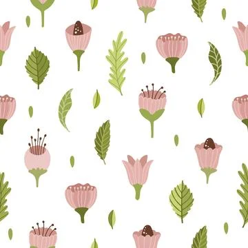 Set of Flowers Vector Seamless Pattern. Pattern for fashion and print. Illustrazione stock