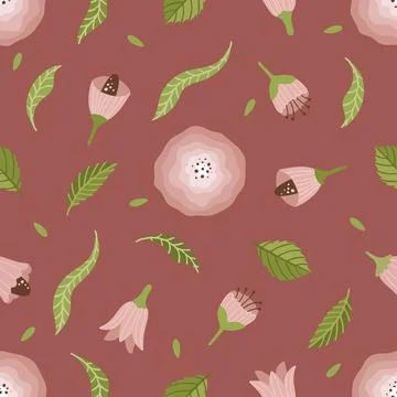 Set of Flowers Vector Seamless Pattern. Pattern for fashion and print. Stock Illustration