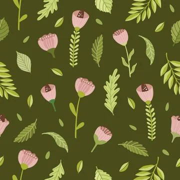 Set of Flowers Vector Seamless Pattern. Pattern for fashion and print. イラスト素材