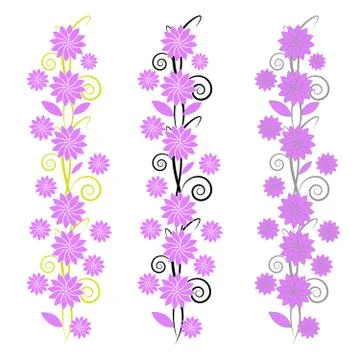 Set of flowers on white background Stock Illustration