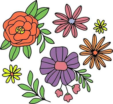 Set of flowers on a white background in vector graphics, for the design of Stock Illustration