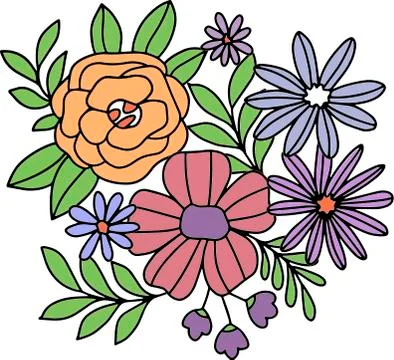 Set of flowers on a white background in vector graphics, for the design of Stock Illustration