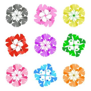 Set of flowers on white Stock Illustration