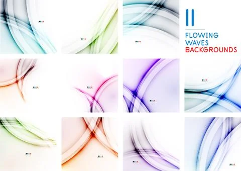 Set of flowing color wave pattern backgrounds 스톡 일러스트