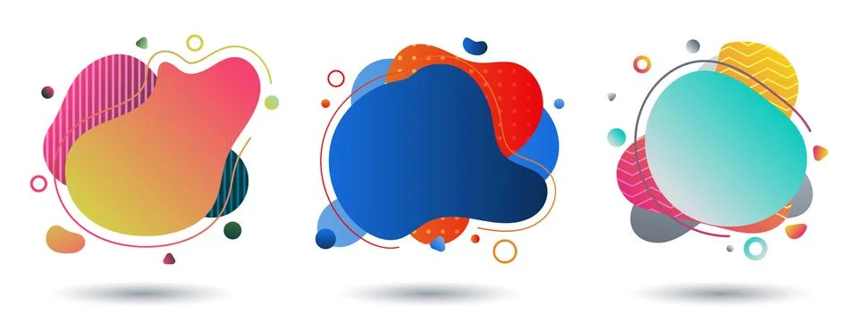 Set of fluid colorful gradient shape on white background Stock Illustration