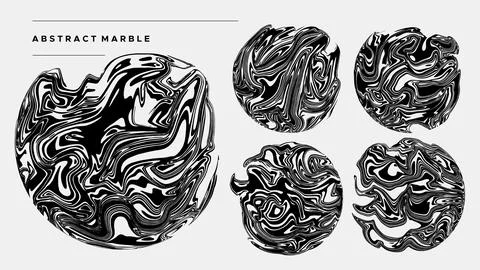 Set of fluid marble design in circle form. Marble design in circle form. Illustrazione stock