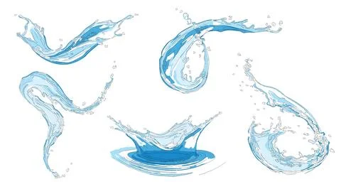 Set of fluid splashing Stock Illustration