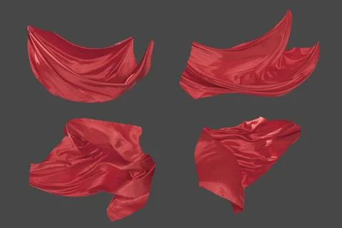 Set of Fluttering silk textile Stock Photos