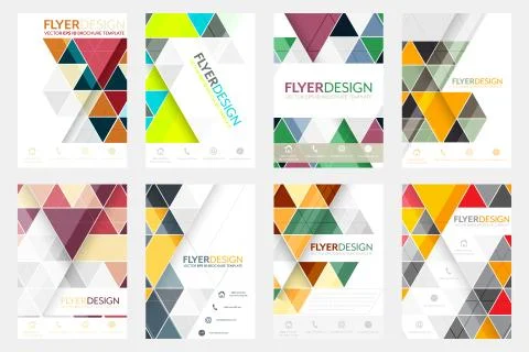 Set of flyer design with geometric pattern. Corporate banner or brochure in A Stock Illustration