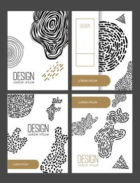 Set of flyer templates with tribal hand drawn elements. Doodle style abstra.. Stock Illustration