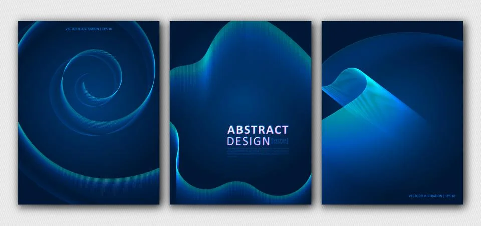 Set of flyers with abstract outline pattern Stock Illustration