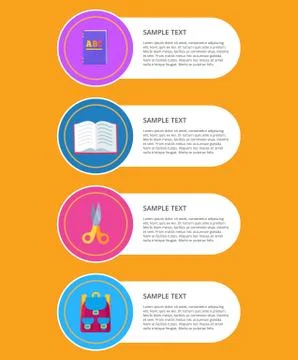 Set of Flyers Different Objects in Circles Vector Stock Illustration