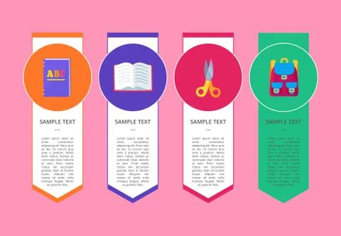 Set of Flyers Different Objects in Circles Vector Stock Illustration